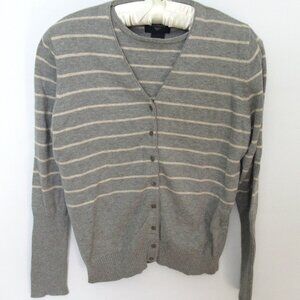 Dockers gray striped 100% cotton v-neck cardigan sweater set *Sz S*